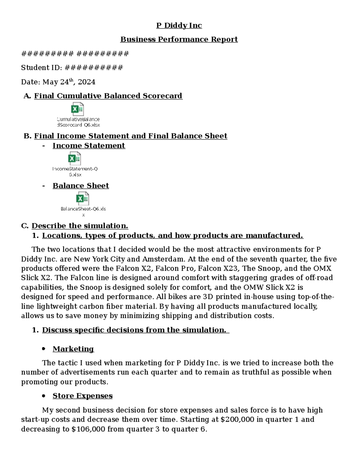 D361 Task 1 Final Draft/ Submit Excel forms with Paper - P Diddy Inc ...