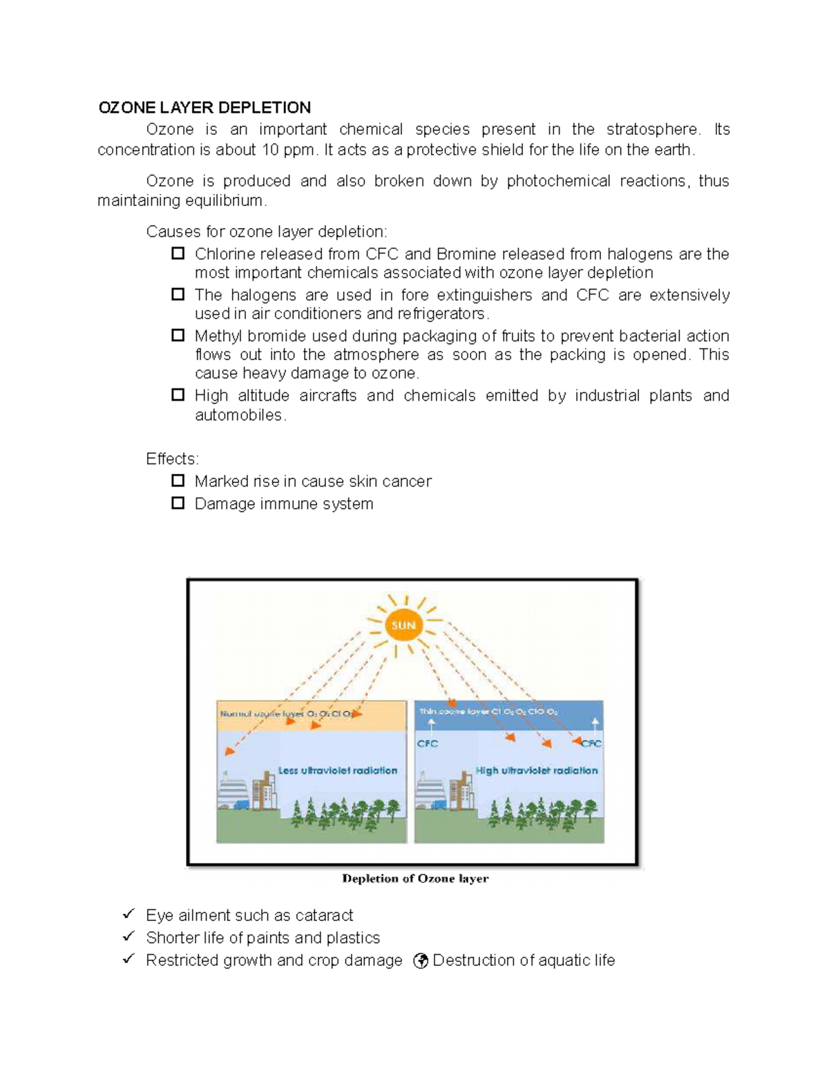 Environmental Science and Engineering - OZONE LAYER DEPLETION Ozone is ...