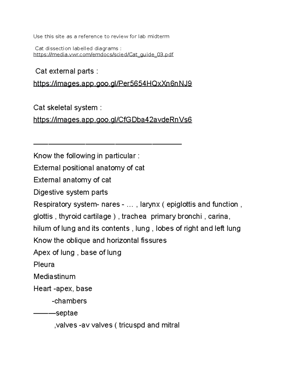 Anatomy Lab midterm review Use this site as a reference to review for