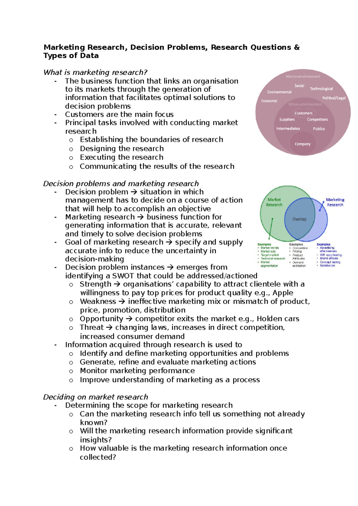 types of marketing research problems