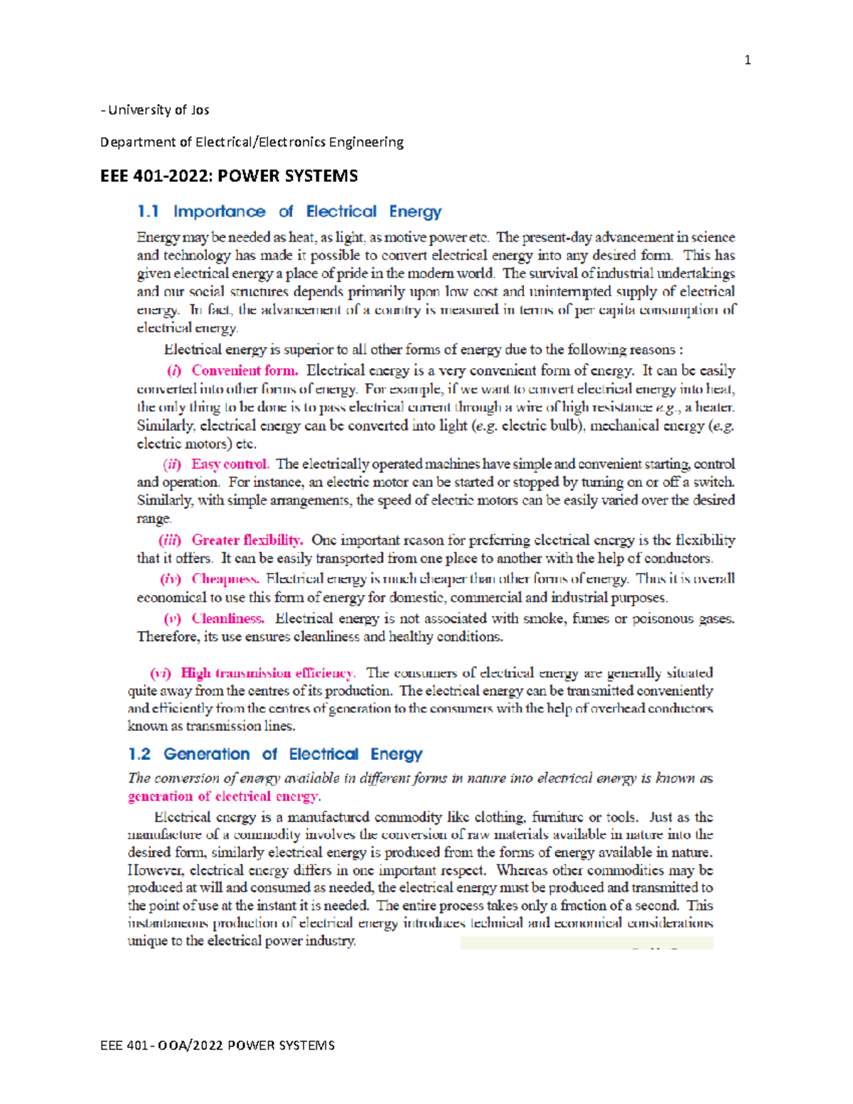 EEE 401 1 2022 This is power systems lecture notes Transducers