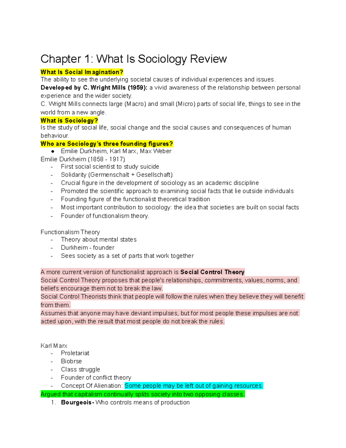 Exam Review - Sociology - Term 1 - Chapter 1: What Is Sociology Review ...