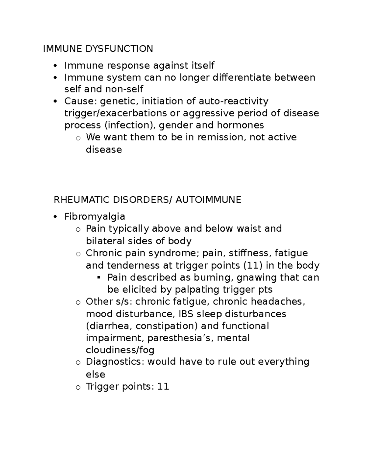 Immune Dysfunction Study Guide IMMUNE DYSFUNCTION Immune response
