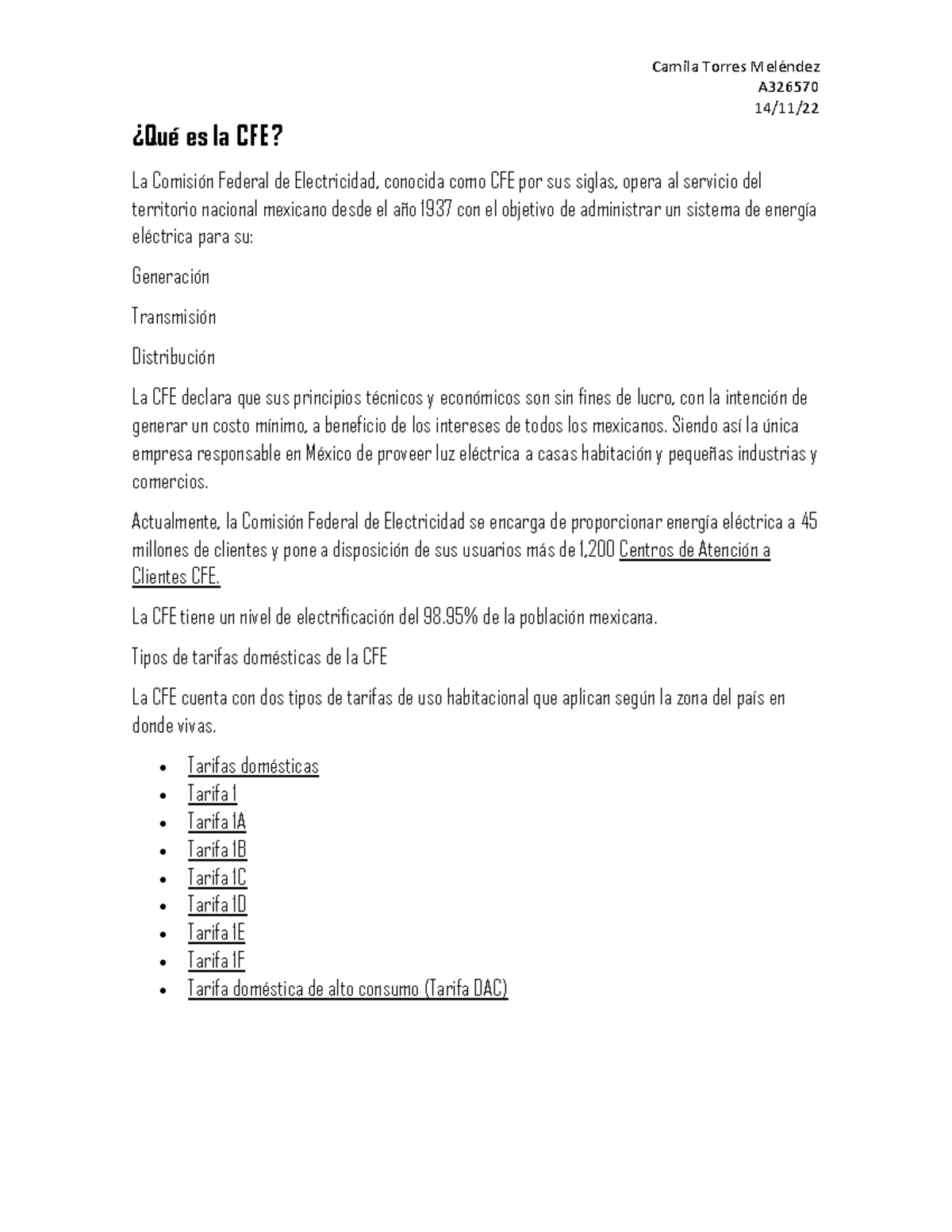 CFE 326570 ELEC - CFE Análisis - A 14/11/ øQuÈ es la CFE? La ComisiÛn ...
