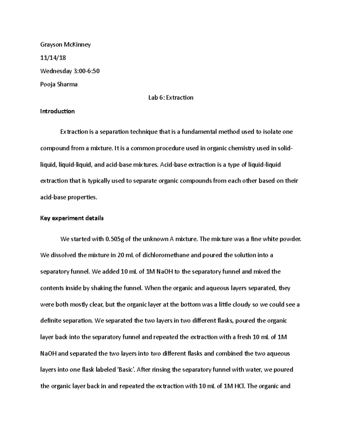 Lab 6 Report Chem 212 Organic Chemistry Laboratory Odu Studocu