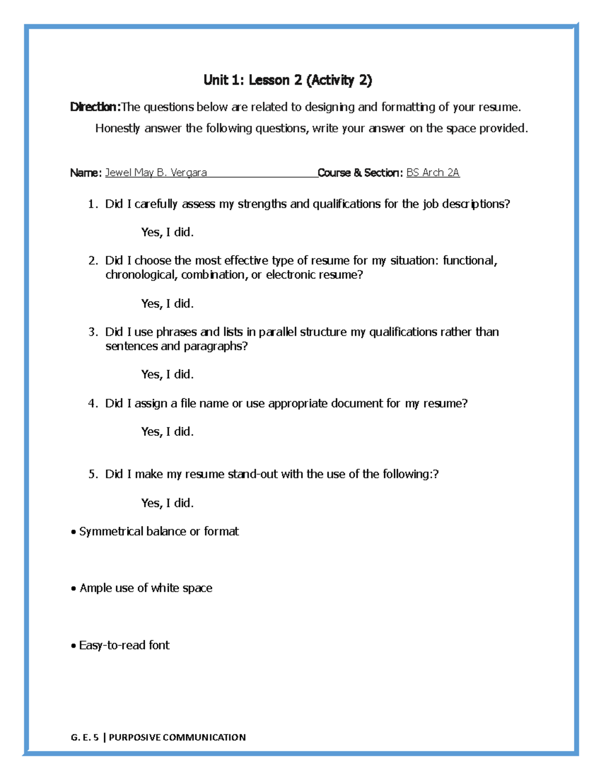 Unit 2 - Lesson 2 (Activity 2) - Unit 1 : Lesson 2 (Activity 2 ...