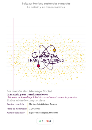 Sustanciasymezclas - La materia y sus transformaciones | Evidencia de ...