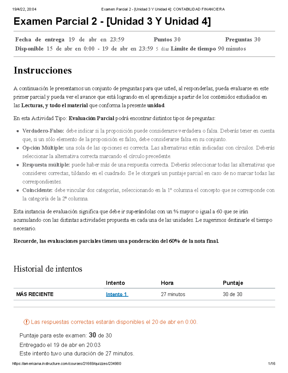 Examen Parcial 2 Unidad 3 Y Unidad 4 Contabilidad Financiera - Examen ...