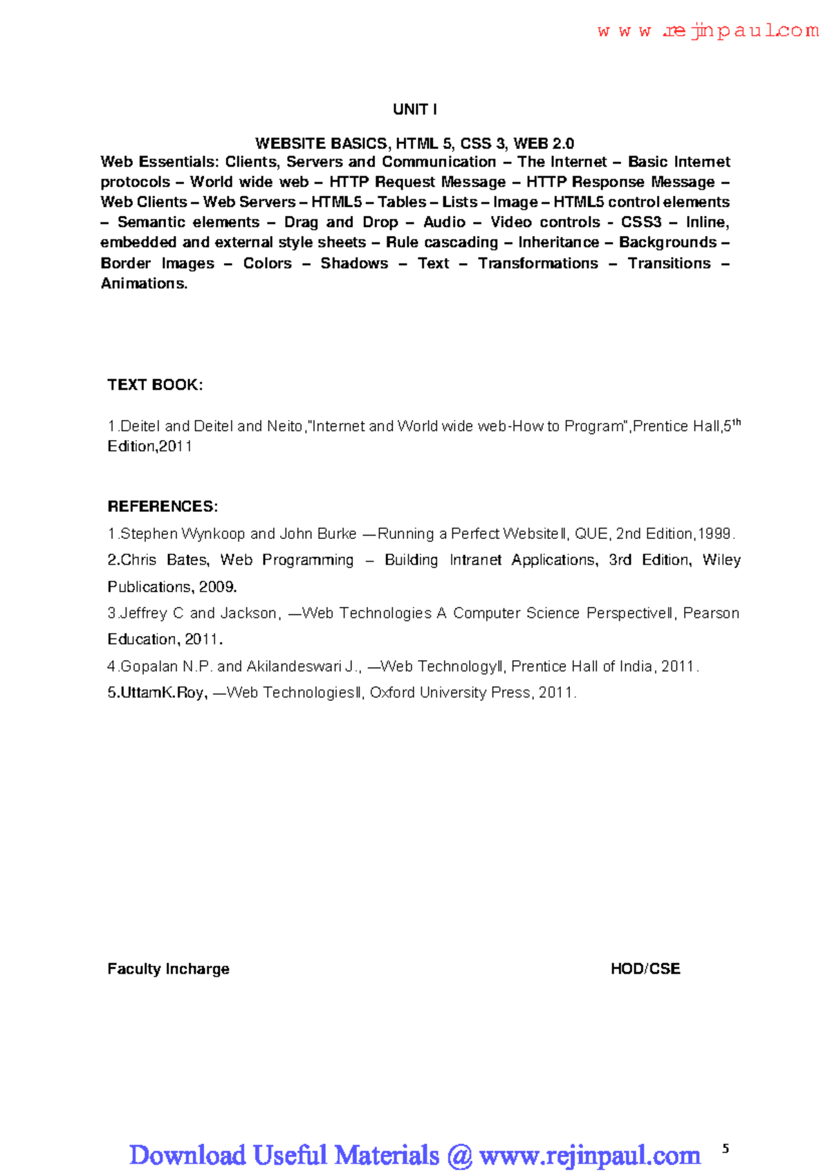 IP UNIT1 Notes - Anna University - 5 UNIT I WEBSITE BASICS, HTML 5, CSS ...