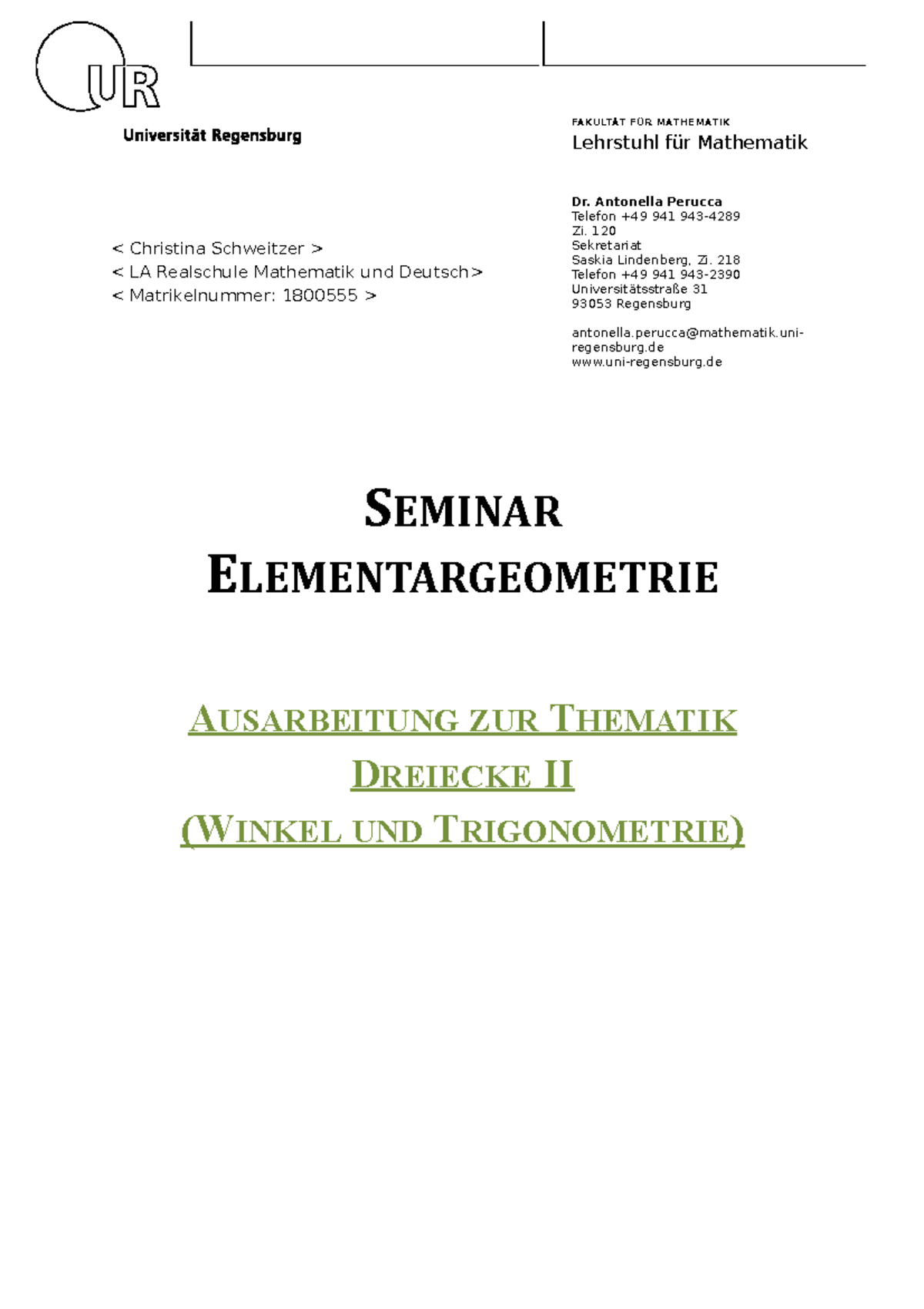 Seminar Elementargeometrie Fertig - FAKULTÄT FÜR MATHEMATIK Lehrstuhl ...