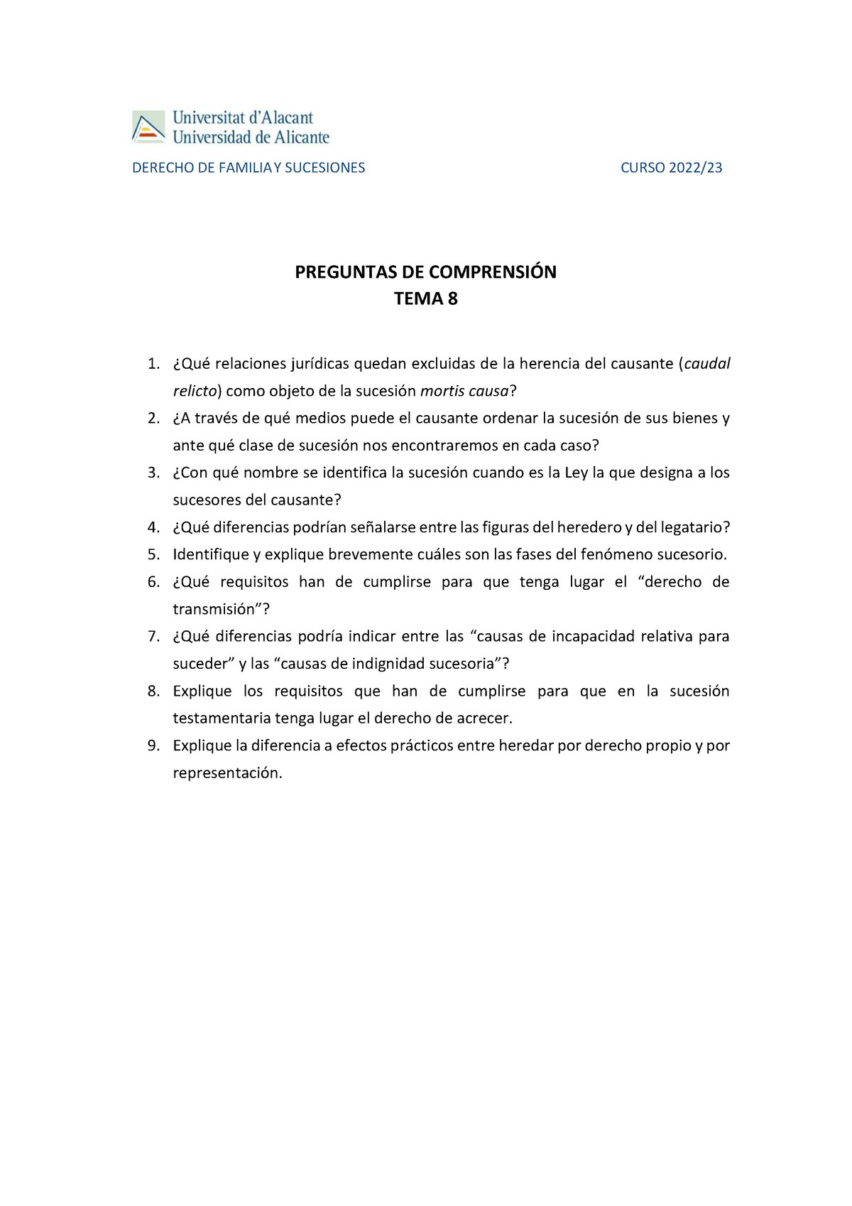 Preguntas Comprension TEMA 8 - DERECHO DE FAMILIA Y SUCESIONES CURSO ...