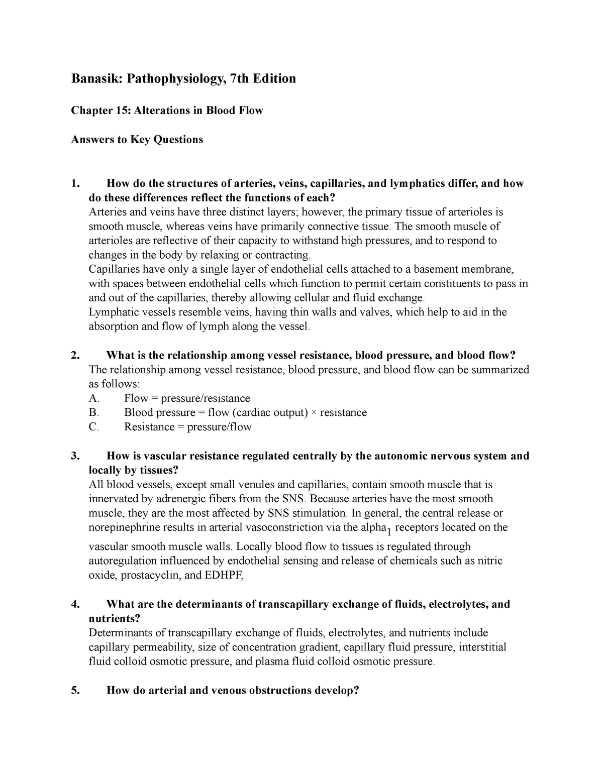 Chapter 015 bansik practice questions - Banasik: Pathophysiology, 7th ...