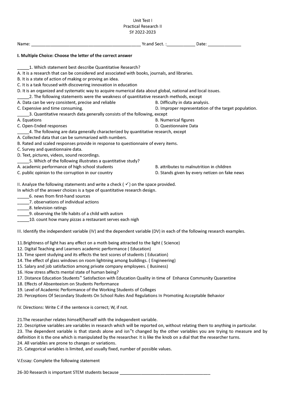 research and present unit test