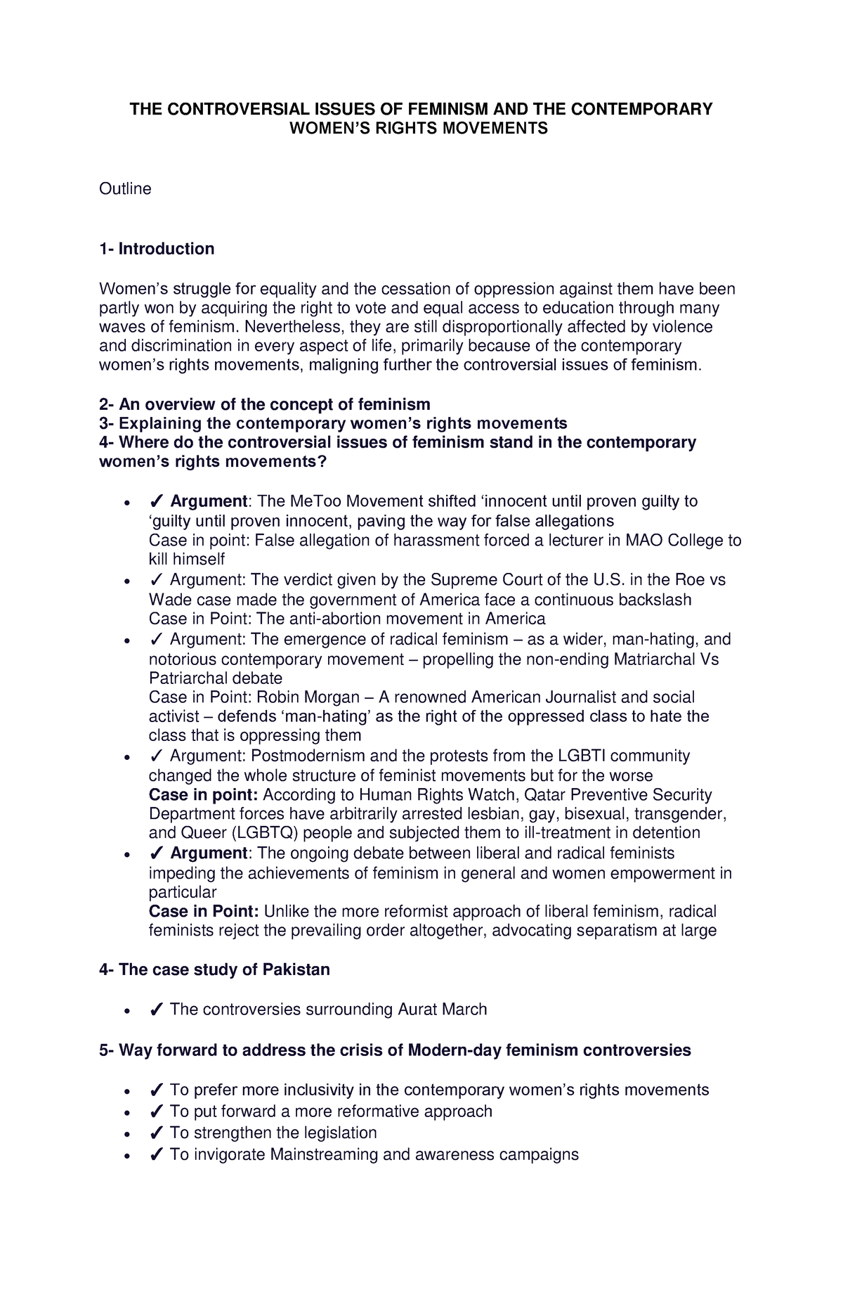 controversial issues of feminism essay