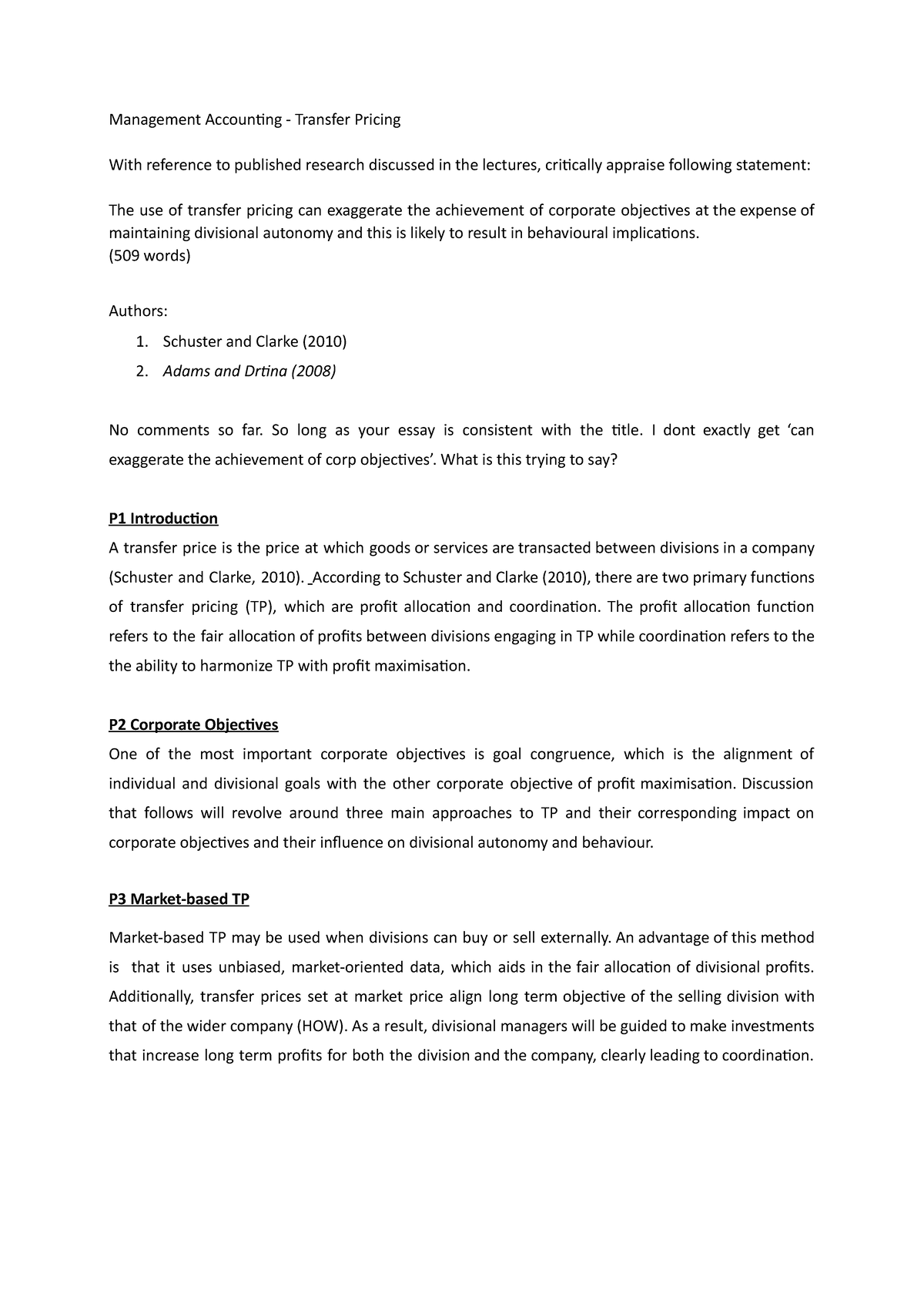 Management Accounting - Transfer Pricing - Management Accoun-ng ...