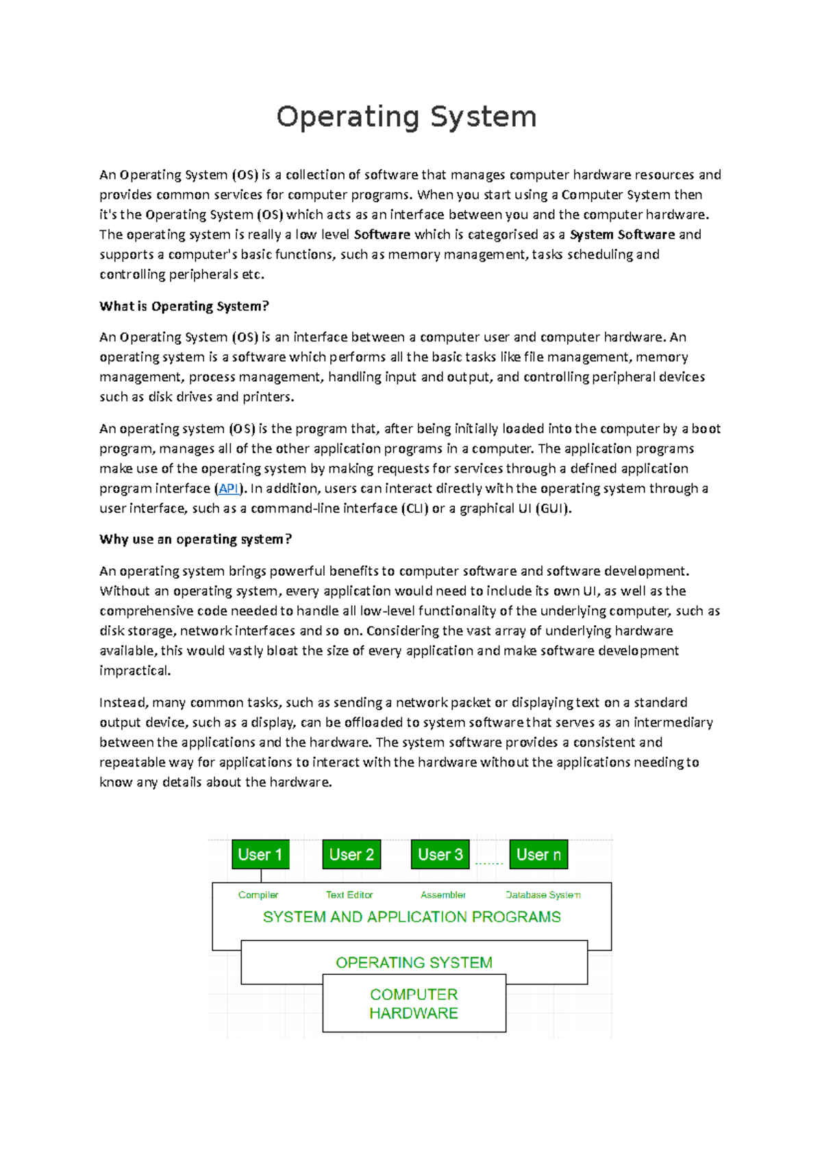 OS 1st unit notes - important - Operating System An Operating System ...