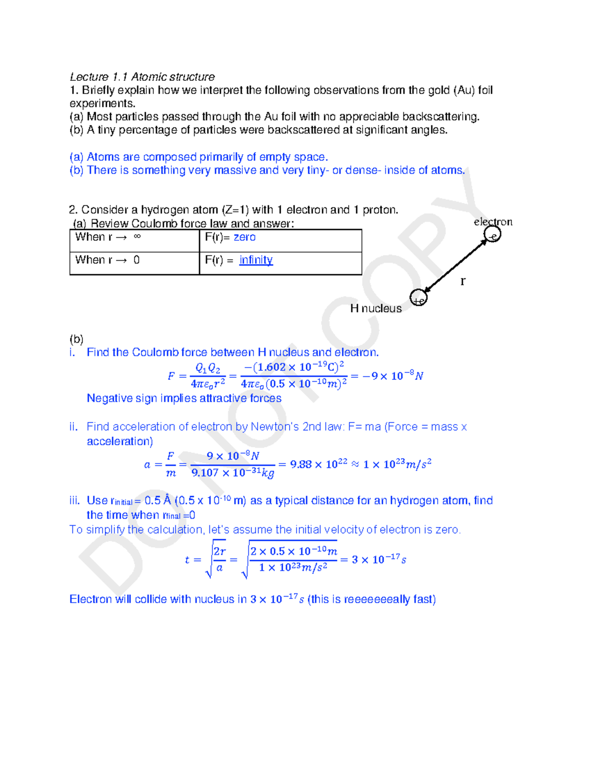 1 - Dfdfsfdf - Lecture 1 Atomic structure Briefly explain how we ...