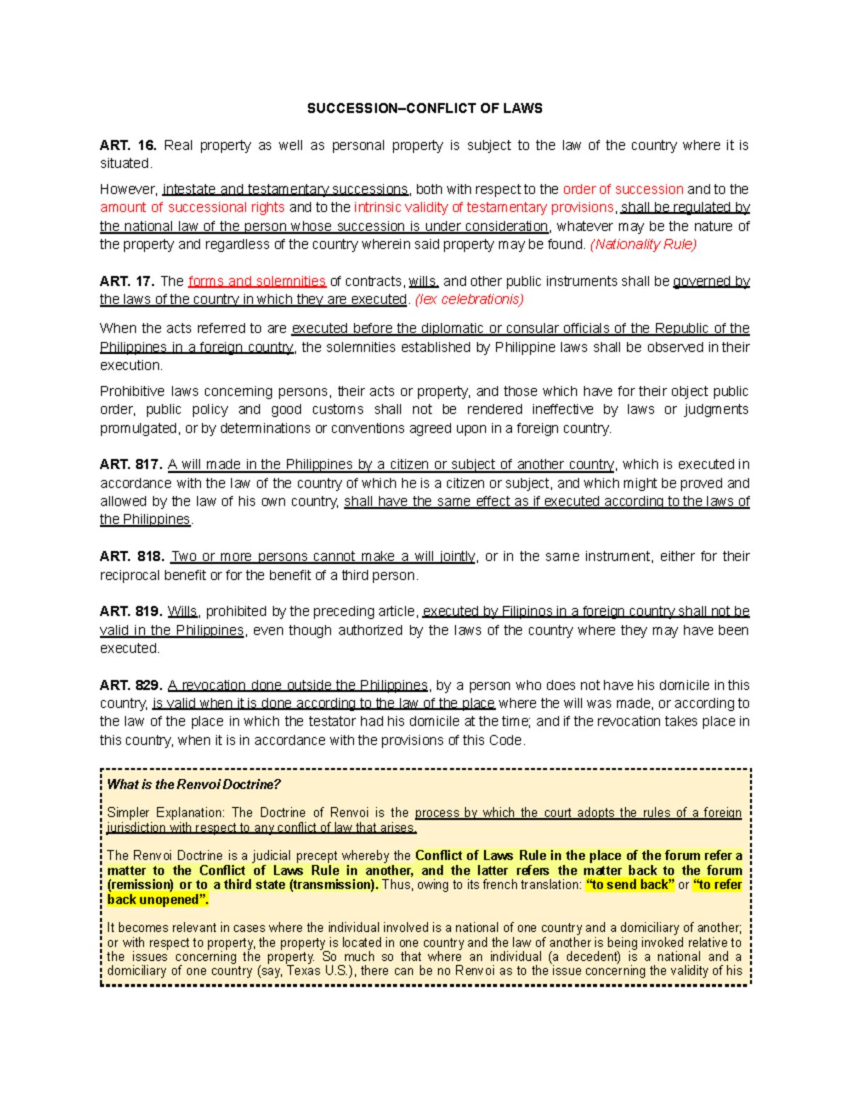 COL-Cases-4 - PRIVATE INTERNATIONAL LAW CASE DIGESTS - SUCCESSION ...