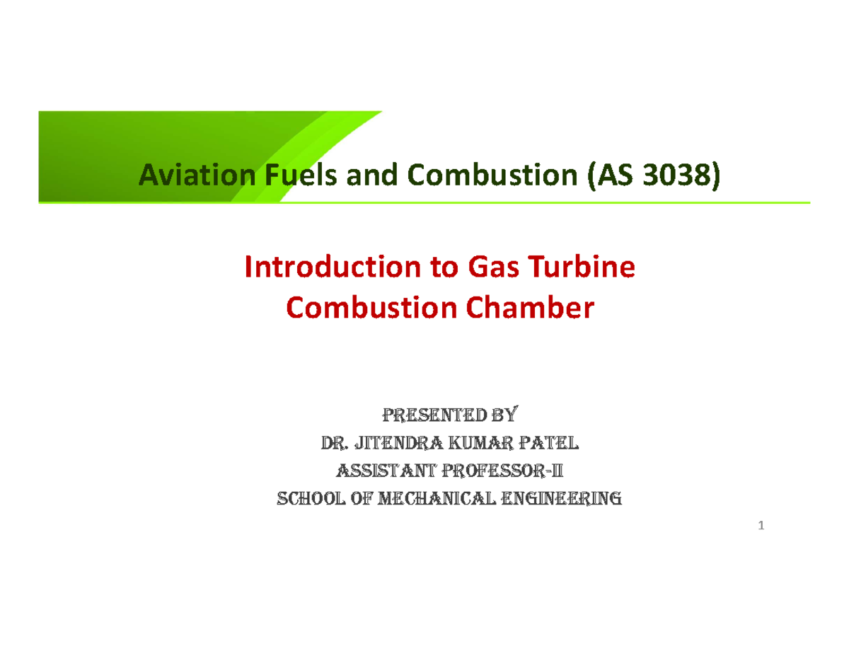 Lecture7 Gas Turbine Combustion Chamber Introduction to Gas Turbine