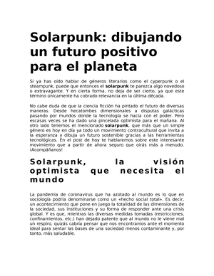 Solarpunk: un futuro positivo para el planeta - Entre teclas y tinta
