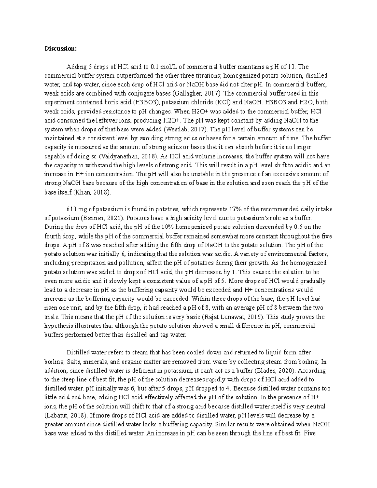 Buffer Lab Part 3 (Discussion and sources of errors) Discussion