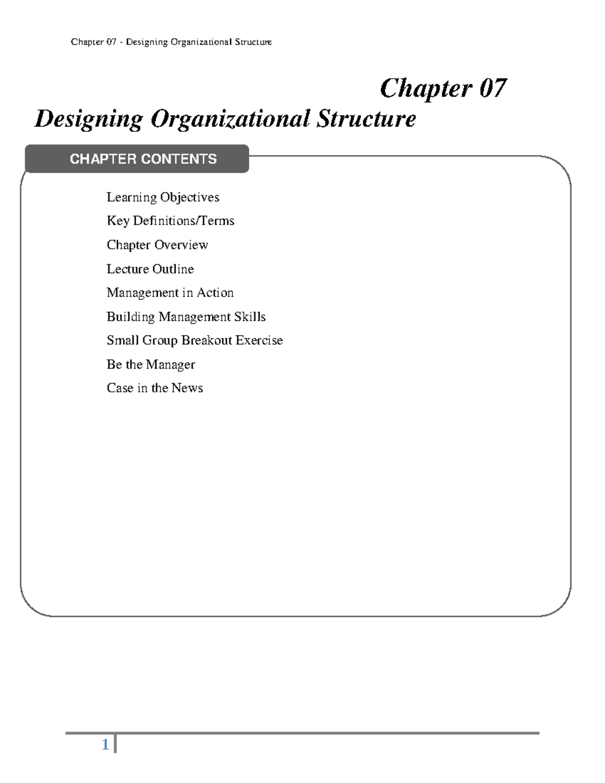 Ch.7 Lecture Notes, Key Words & LOs - Designing Organizational ...