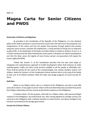 14 Magna Carta for Senior Citizens PWDs - PART 14 Magna Carta for Senior  Citizens and PWDS - Studocu