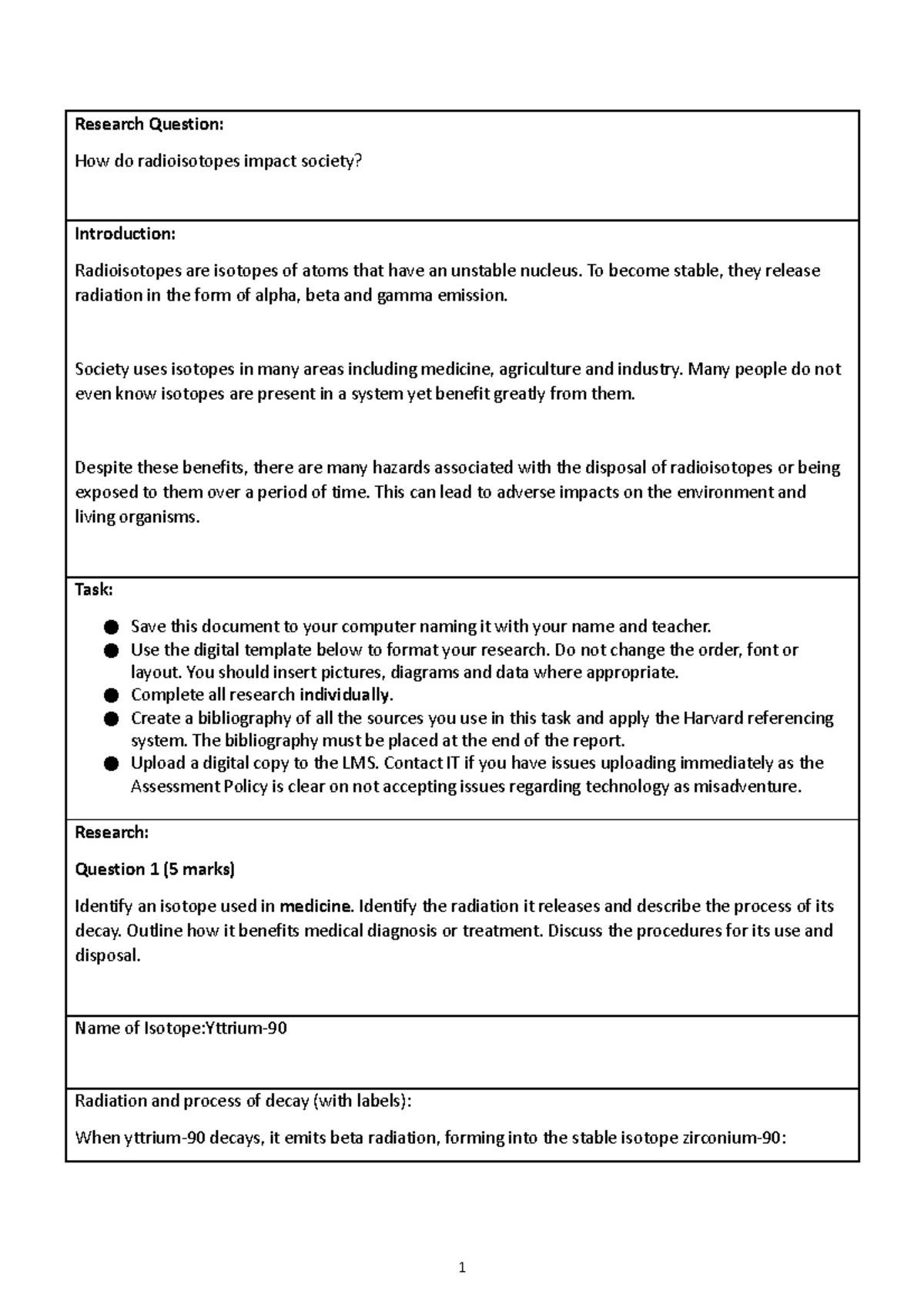 Assessment Task 3 - Research on Isotopes - Research Question: How do ...