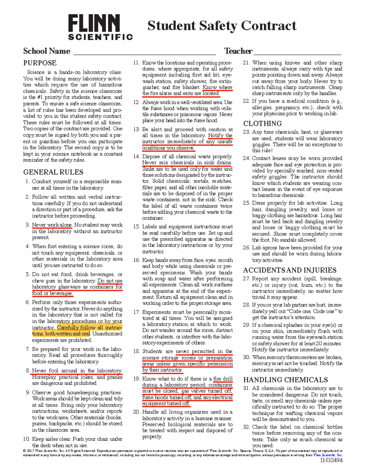 Student Safety Contract 2 PURPOSE Science is a handson laboratory