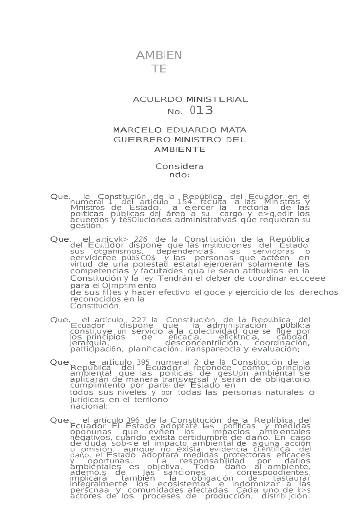 Acuerdo Ministerial 013 - Reformas AL A.M. 109 Y 083B - AMBIEN TE ...