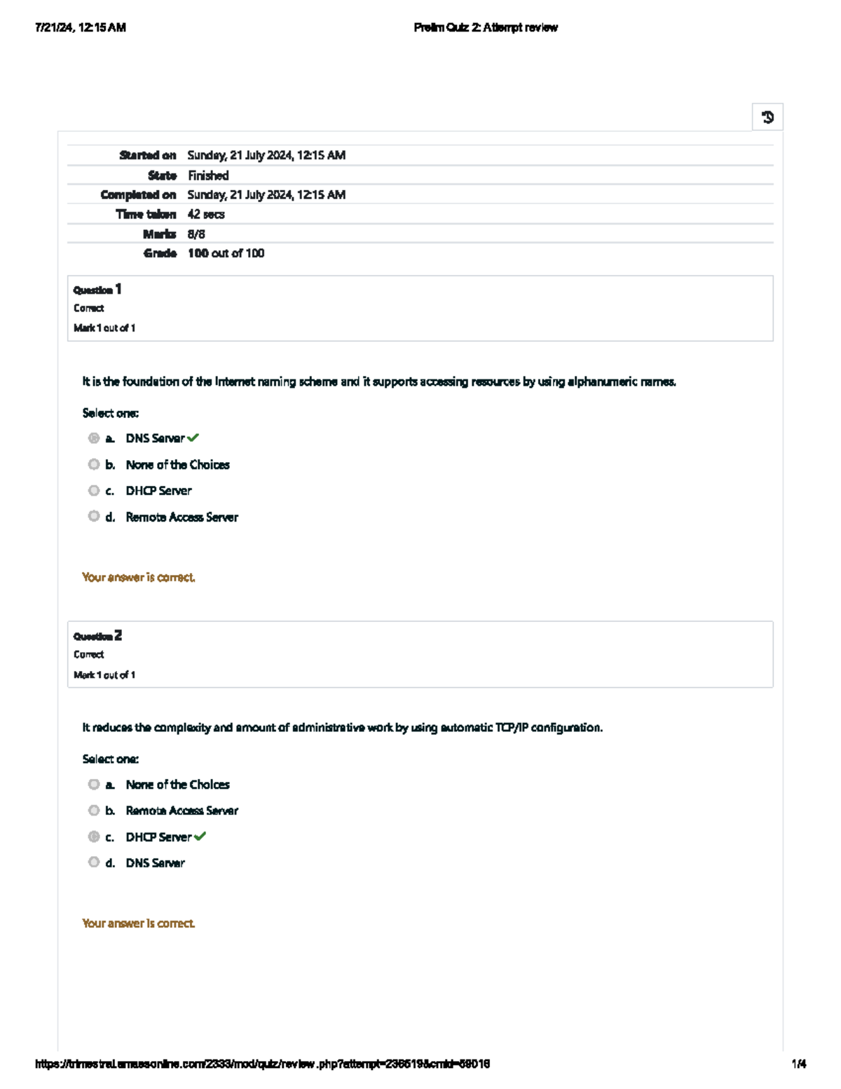 Prelim Quiz 2UGRD-CS6206 Principles Of Operating Systems And Its ...