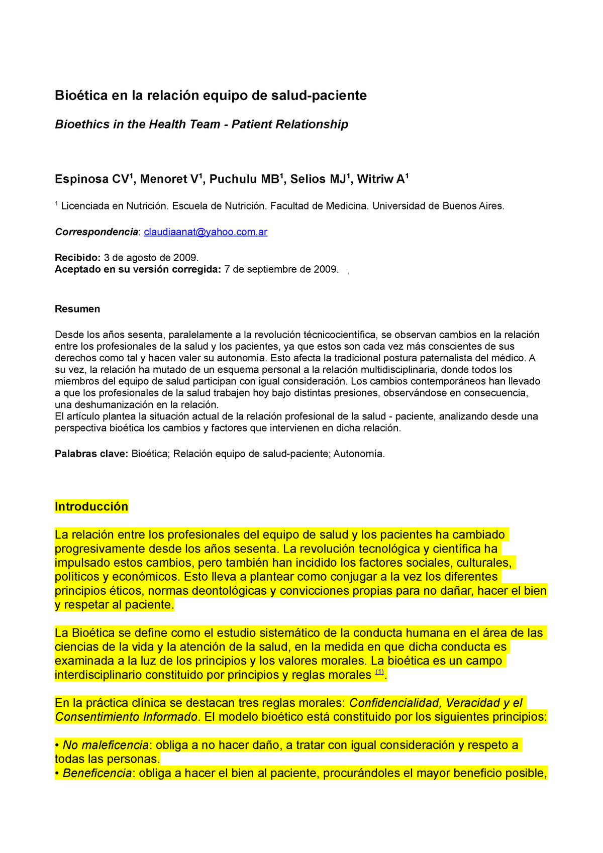 Bioética en la relación equipo de salud-paciente - Bioética en la relación  equipo de salud-paciente - Studocu