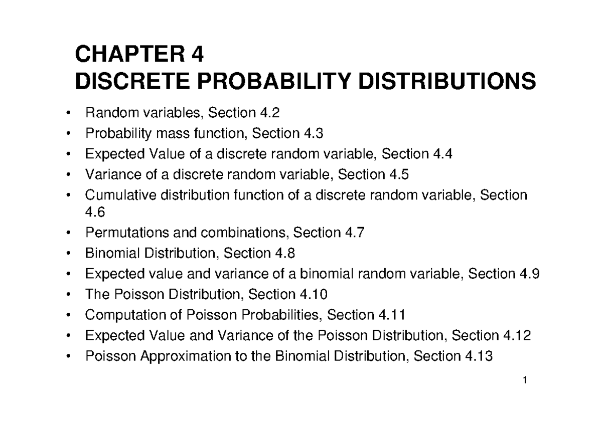 BME CH4 - Lecture Notes 4 - CHAPTER 4 DISCRETE PROBABILITY ...