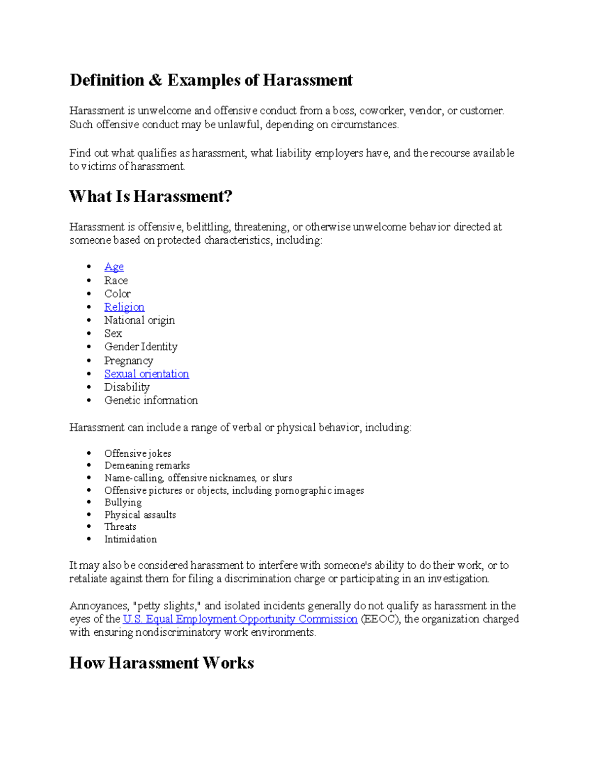 Harassment Training Spanish - Definition & Examples of Harassment ...