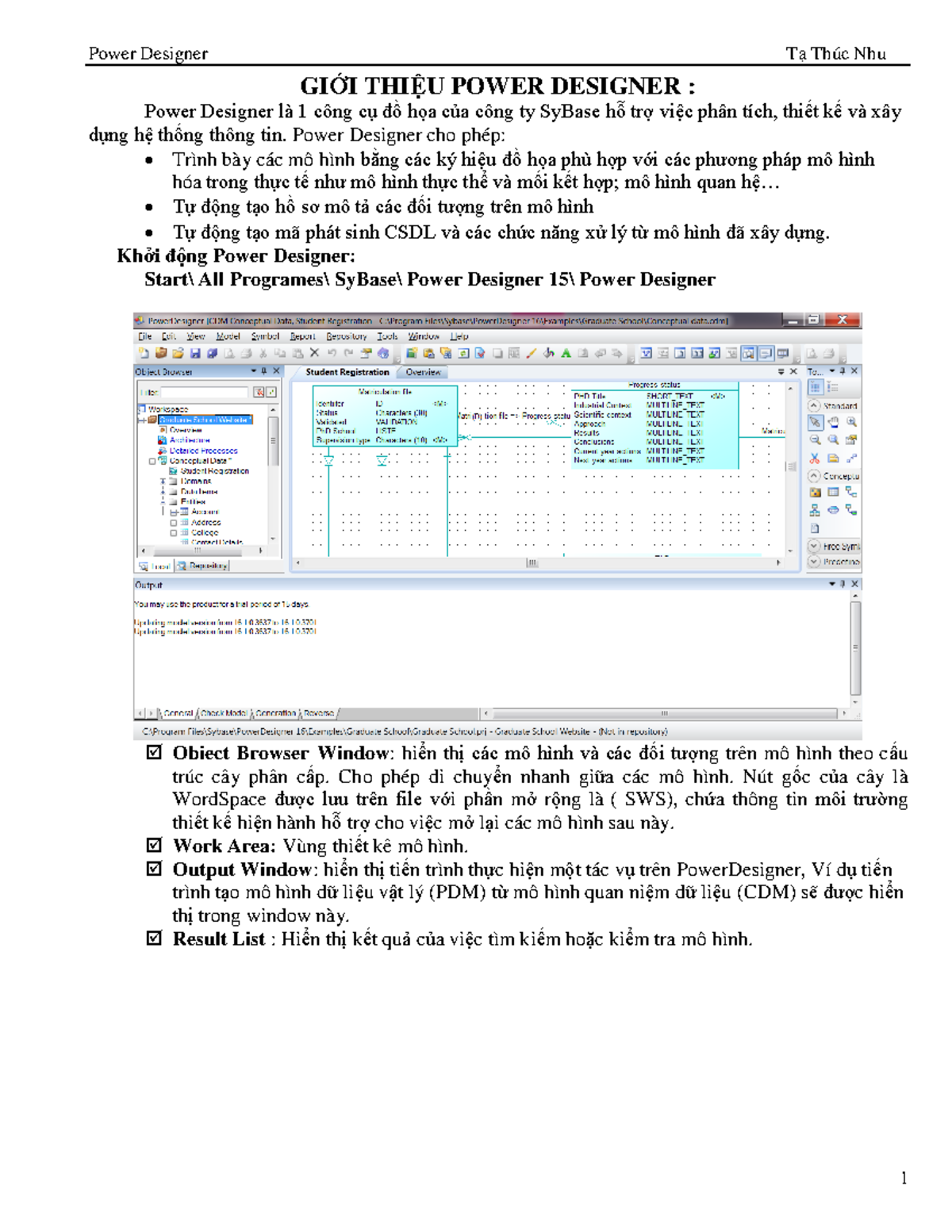 PTTK HTTT Huong dan Power Design 15 GIỚI THIỆU POWER DESIGNER Power