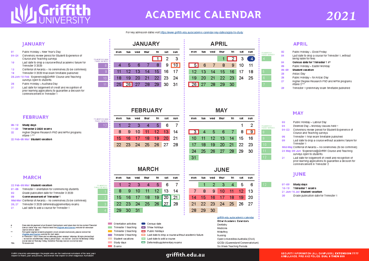 Griffith University 2024 Academic Calendar Week Susie Ethelind