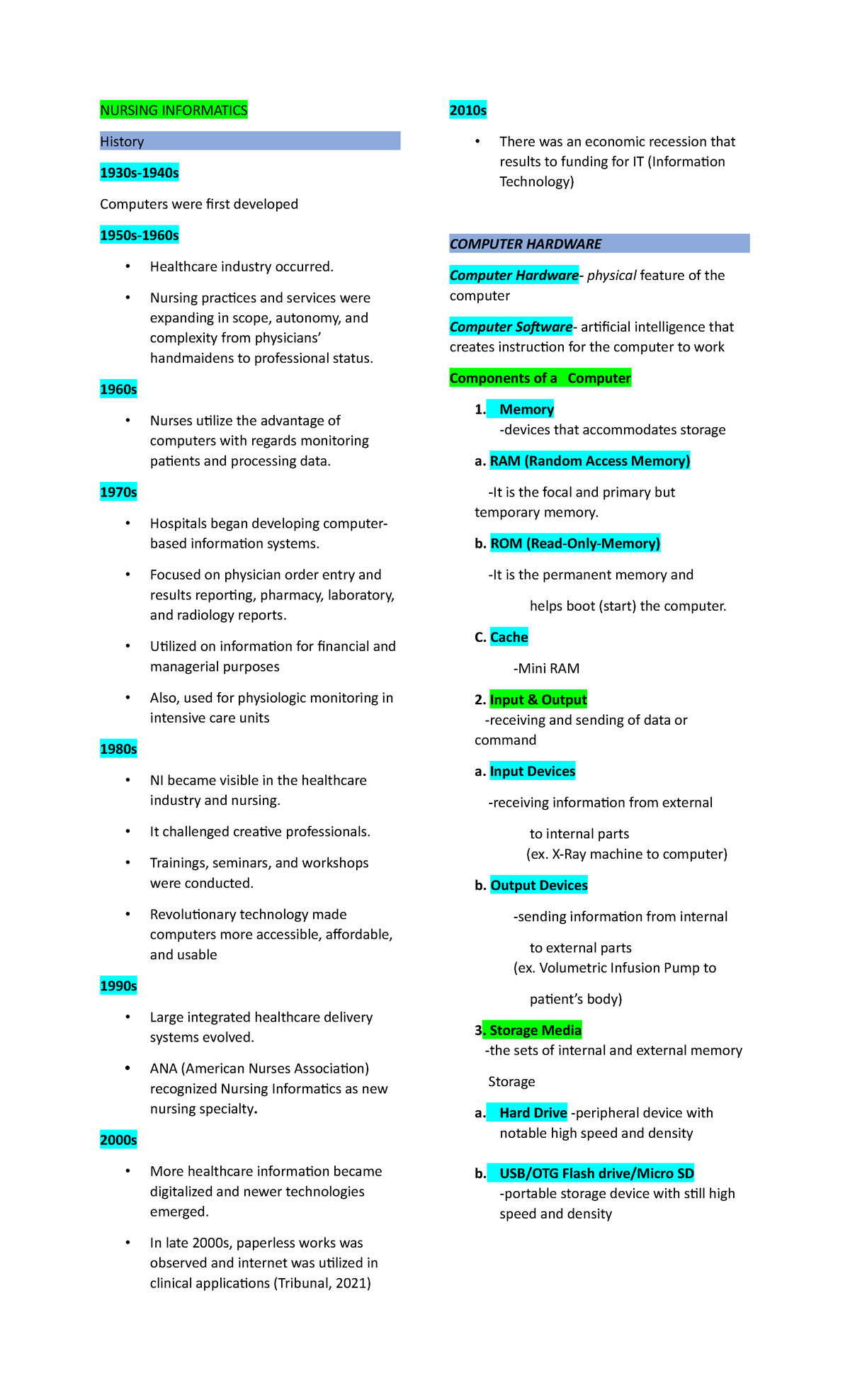 Nursing informatics - This will serve as your reviewer - NURSING ...
