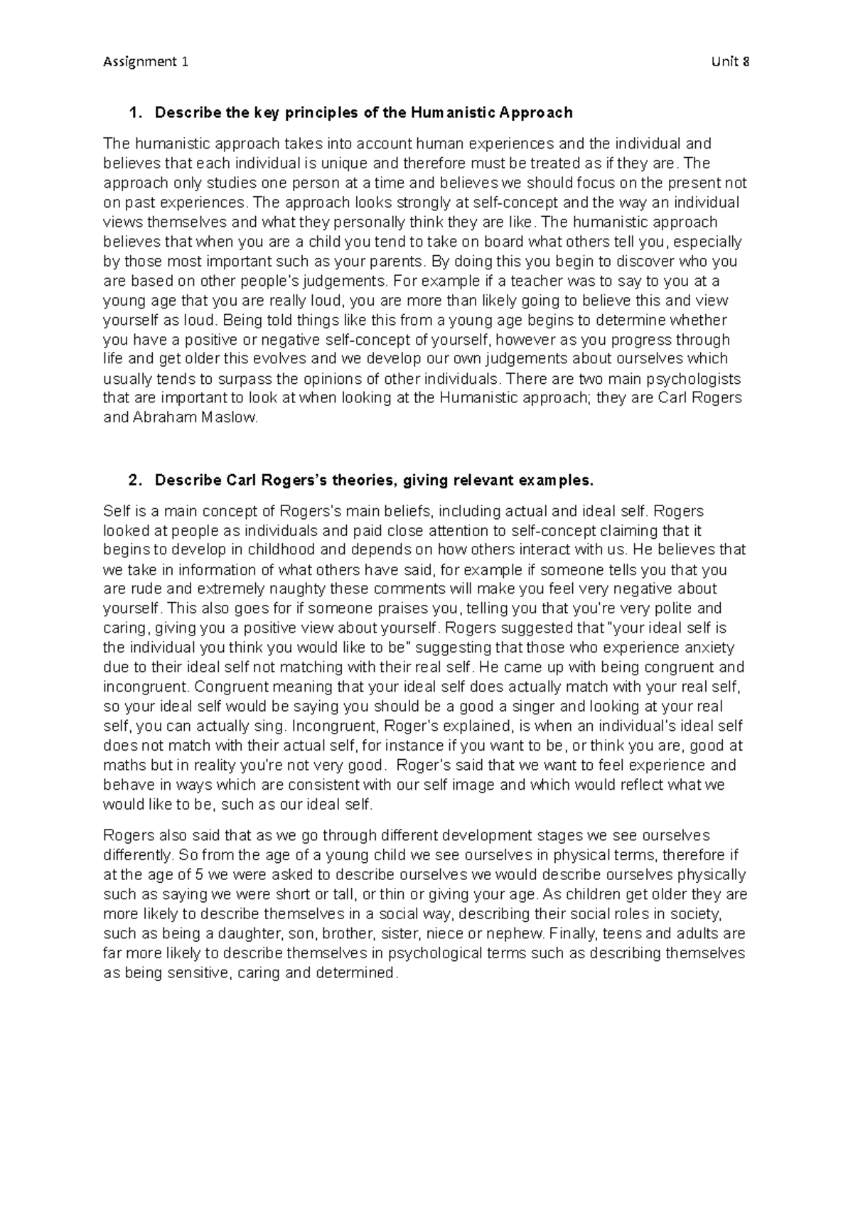 Unit 8 assignment 1 part 3 - Assignment 1 Unit 8 Describe the key ...