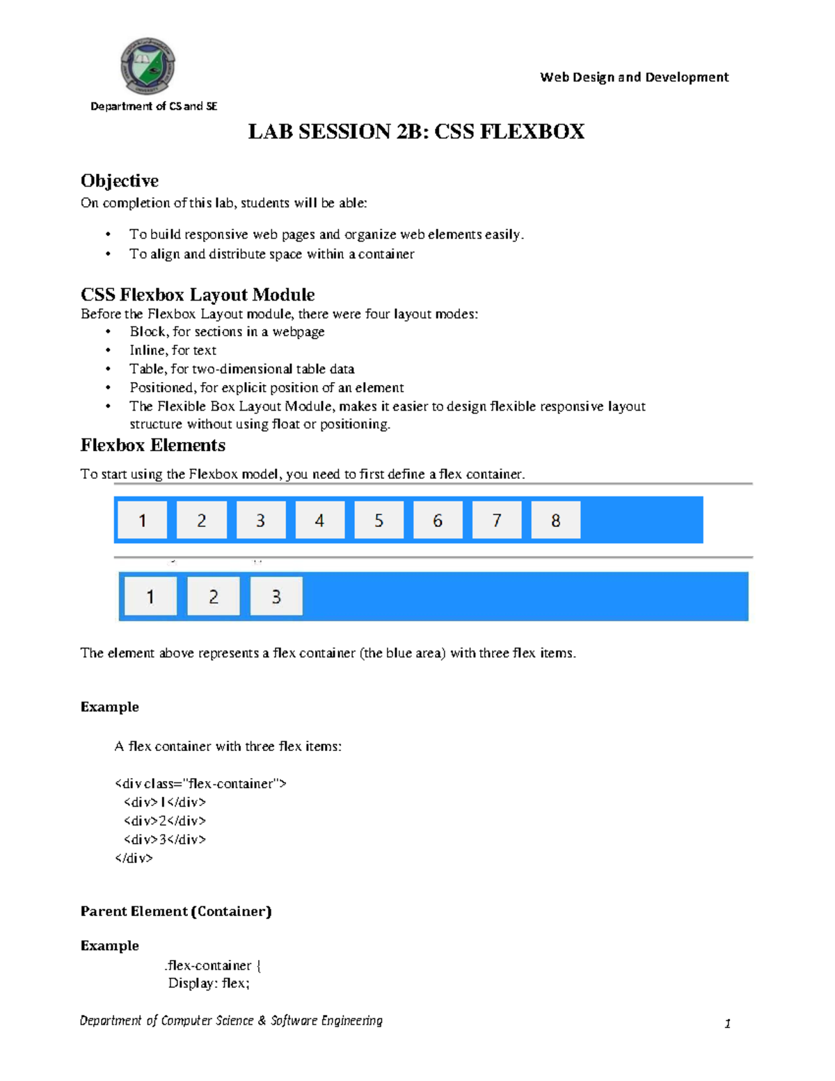 LAB Session 2B - it is my own work - Department of CS and SE LAB ...