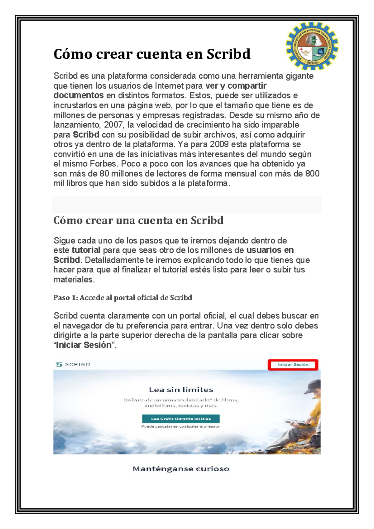 Cómo crear cuenta en Scribd en pdf 2024 - Cómo crear cuenta en Scribd ...