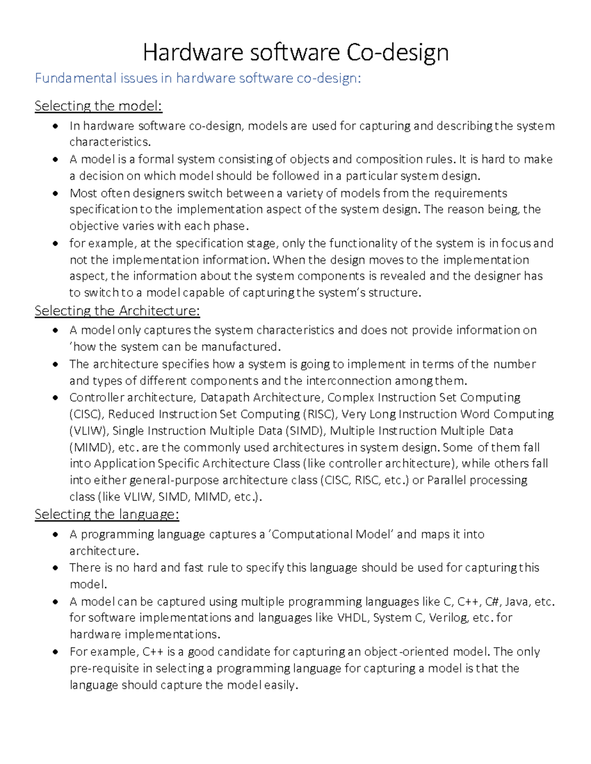Hardware software Co-design - A model is a formal system consisting of ...