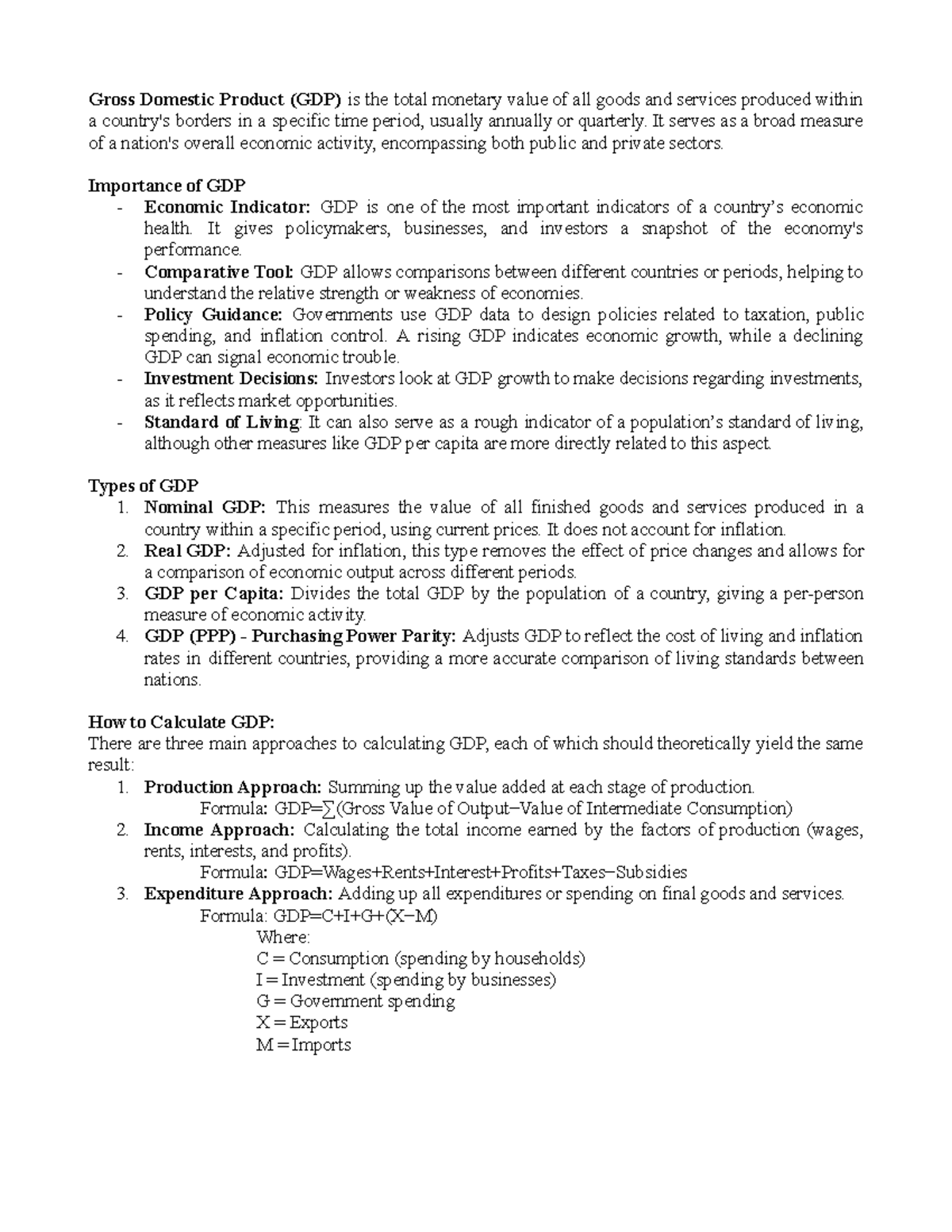 Economic development - all about econ dev - Gross Domestic Product (GDP ...