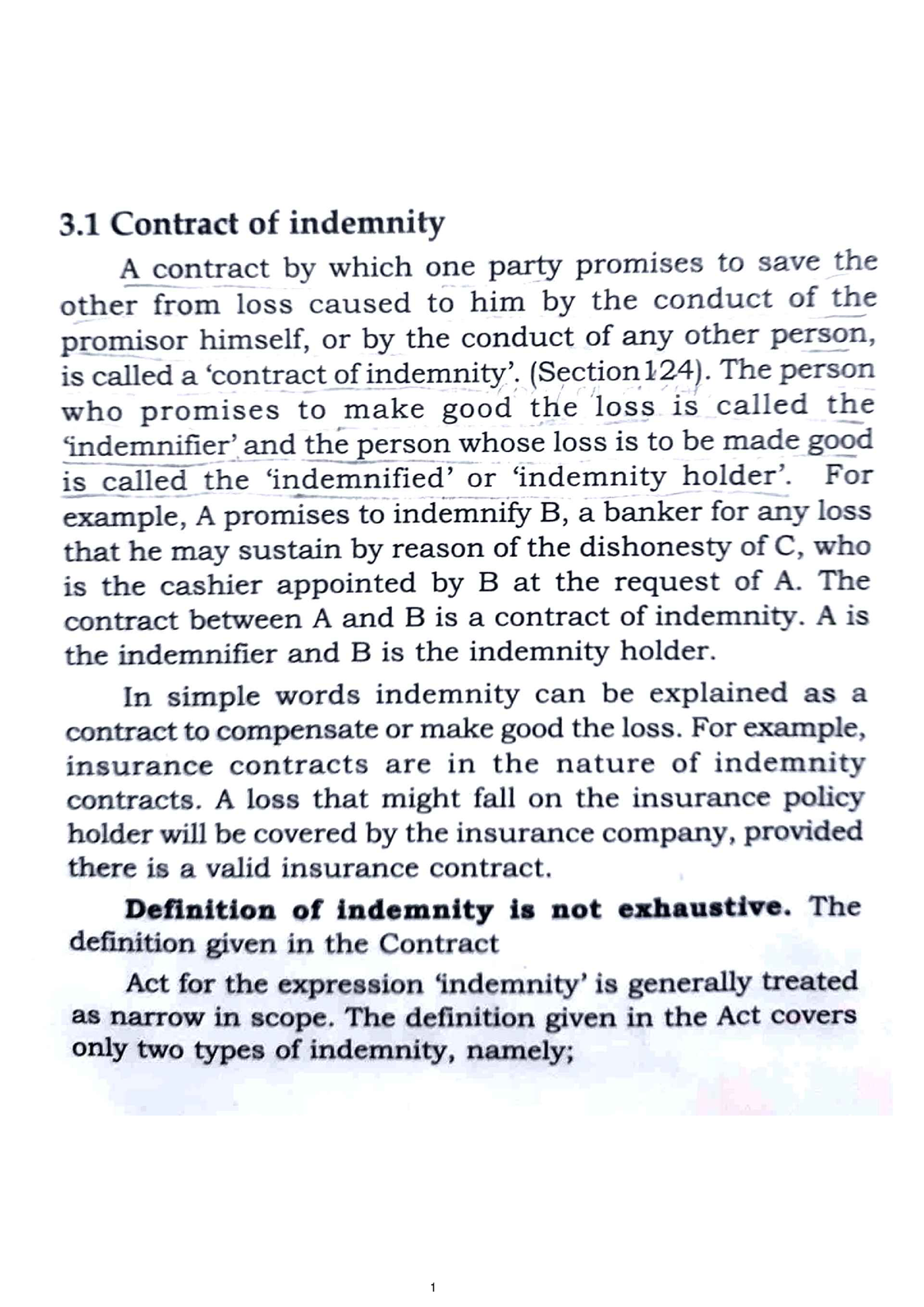 Contract Of Indemnity - Business Law - B.com Finance And Taxition - Studocu