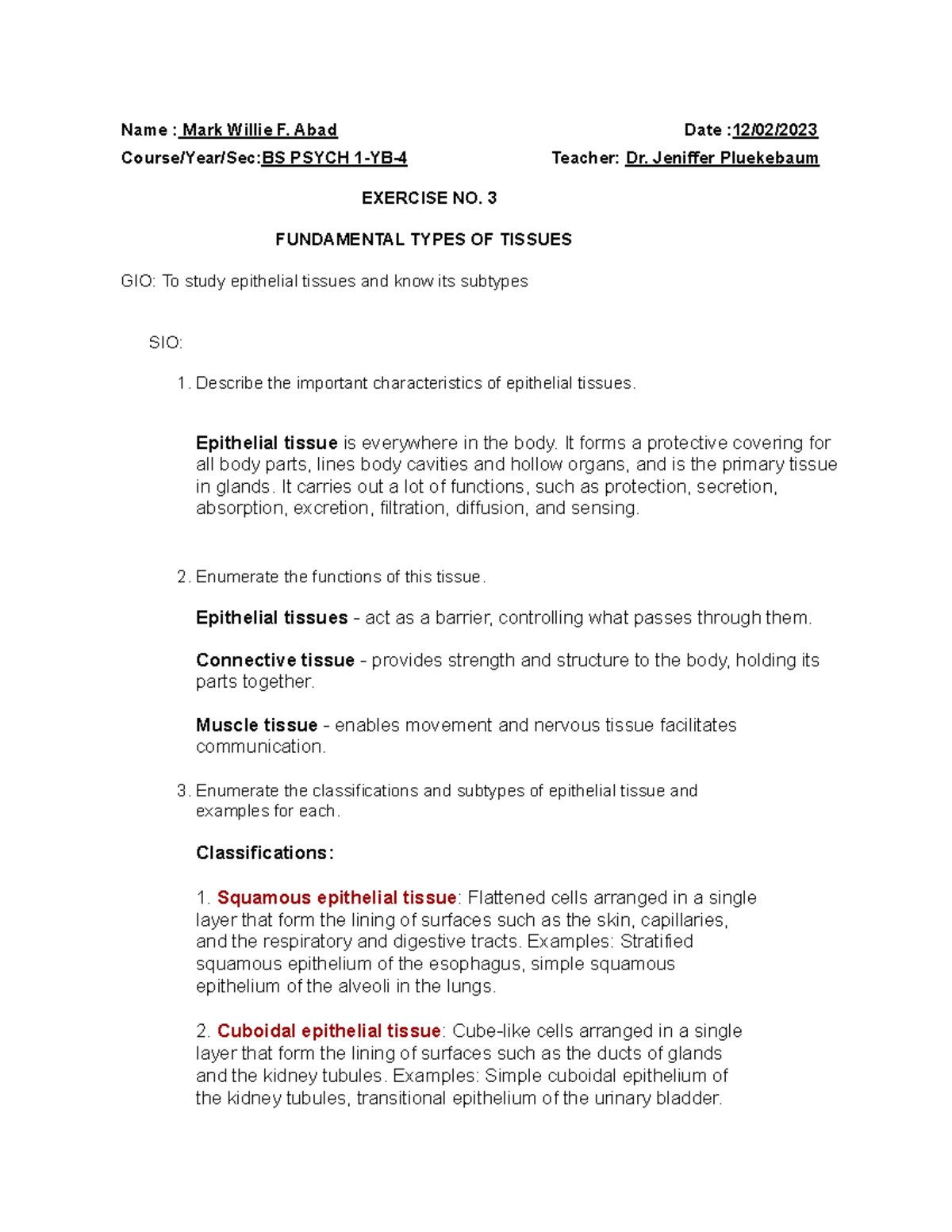 Lab Exercise Fundamental Types Of Tissues Integumentary System Name Lab Exercise Fundamental Types Of Tissues Integumentary System Name