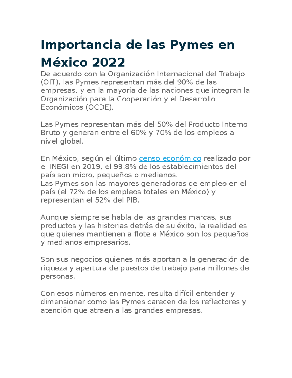 Importancia De Las Pymes En México - Importancia De Las Pymes En México ...