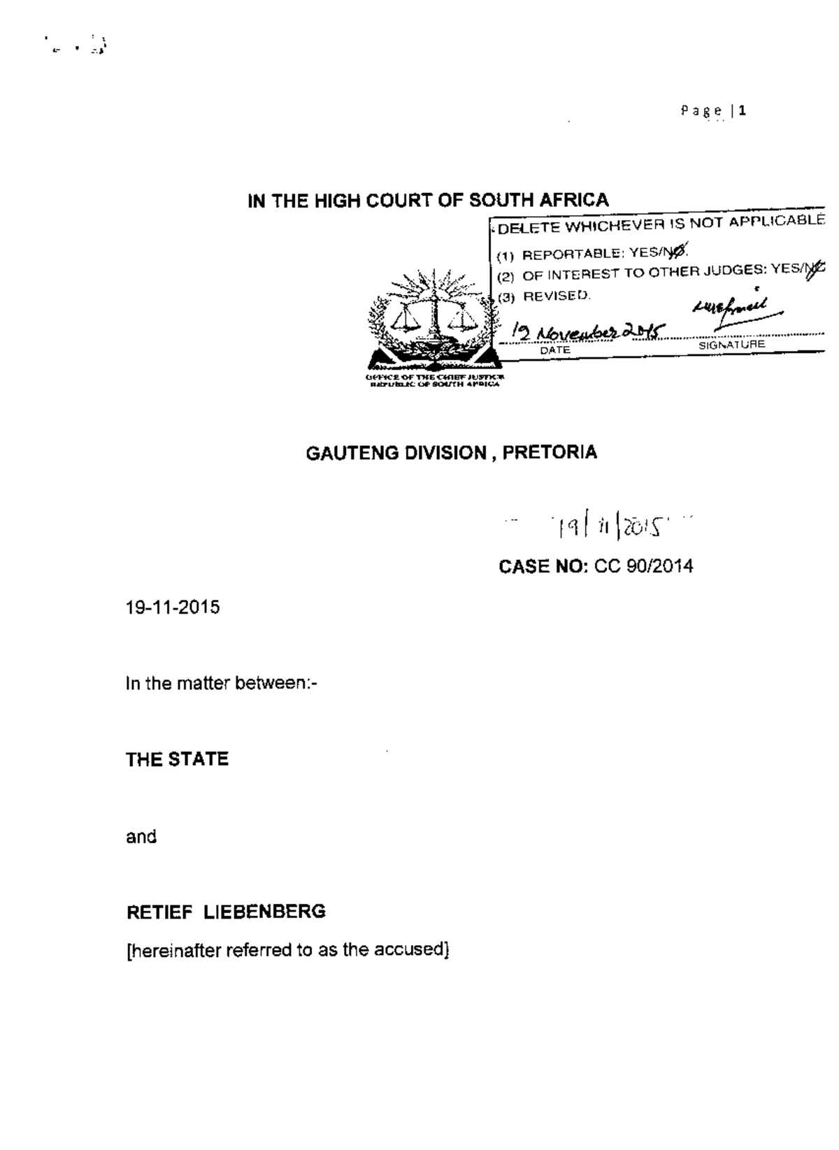 S v Liebenberg study materials to help you learn Page I 1 IN THE