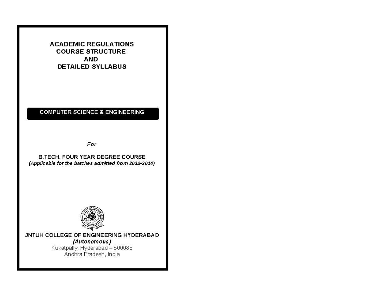 25 BTech CSE Regular 2013-14 - f ACADEMIC REGULATIONS COURSE STRUCTURE ...