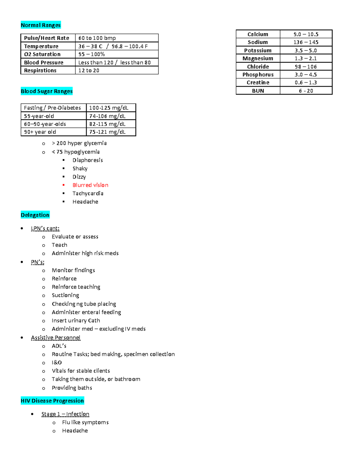 Quiz One Exam Review - Normal Ranges Pulse/Heart Rate 60 to 100 bmp ...