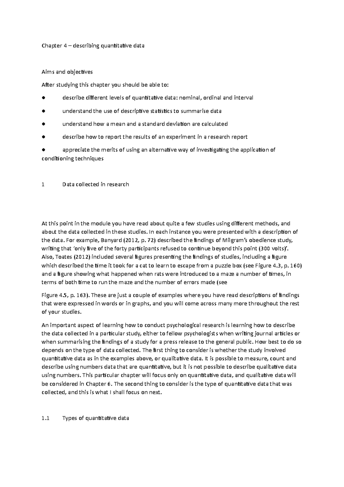 Chapter 4 - 1, 1.2, 1 - in depth notes on the investigating methods ...