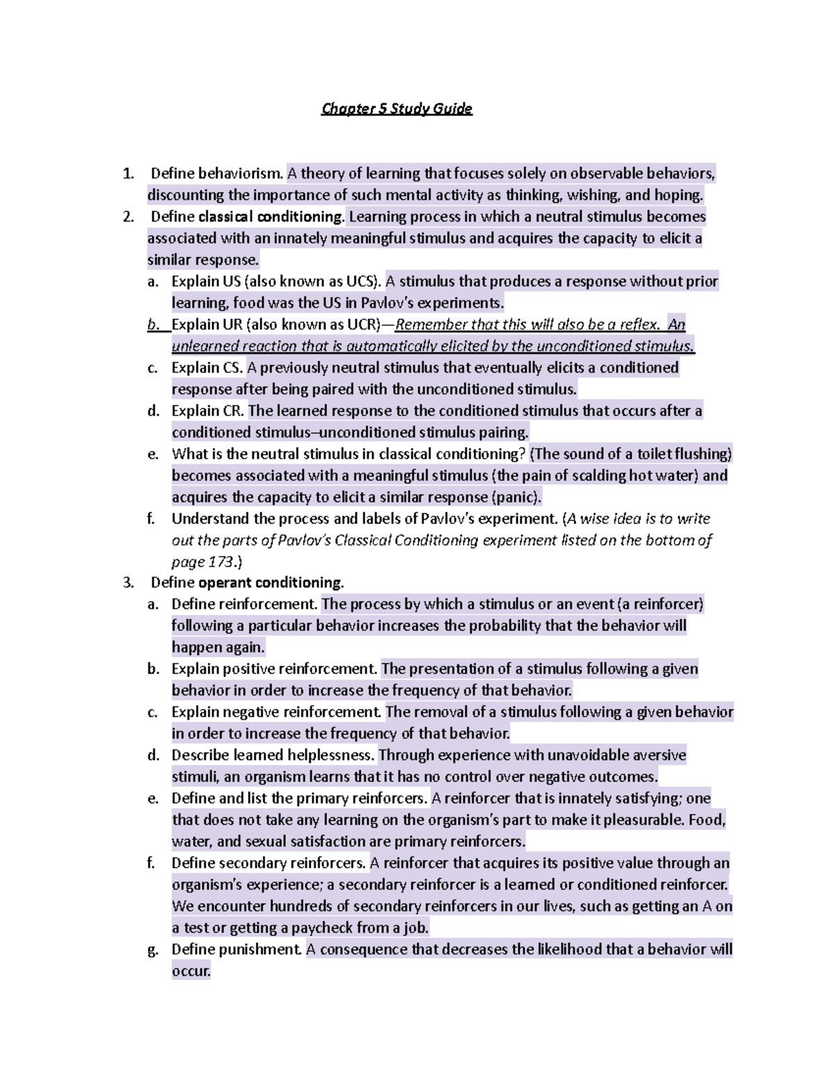 Chapter 5 Study Guide, spring, 23 - Chapter 5 Study Guide Define ...
